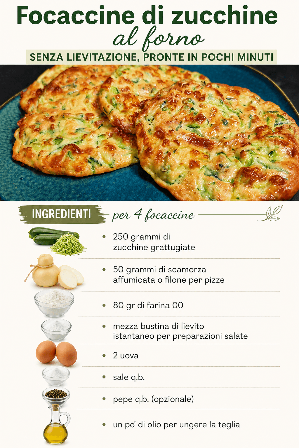 Focaccine di zucchine al forno: senza lievitazione, pronte in pochi minuti