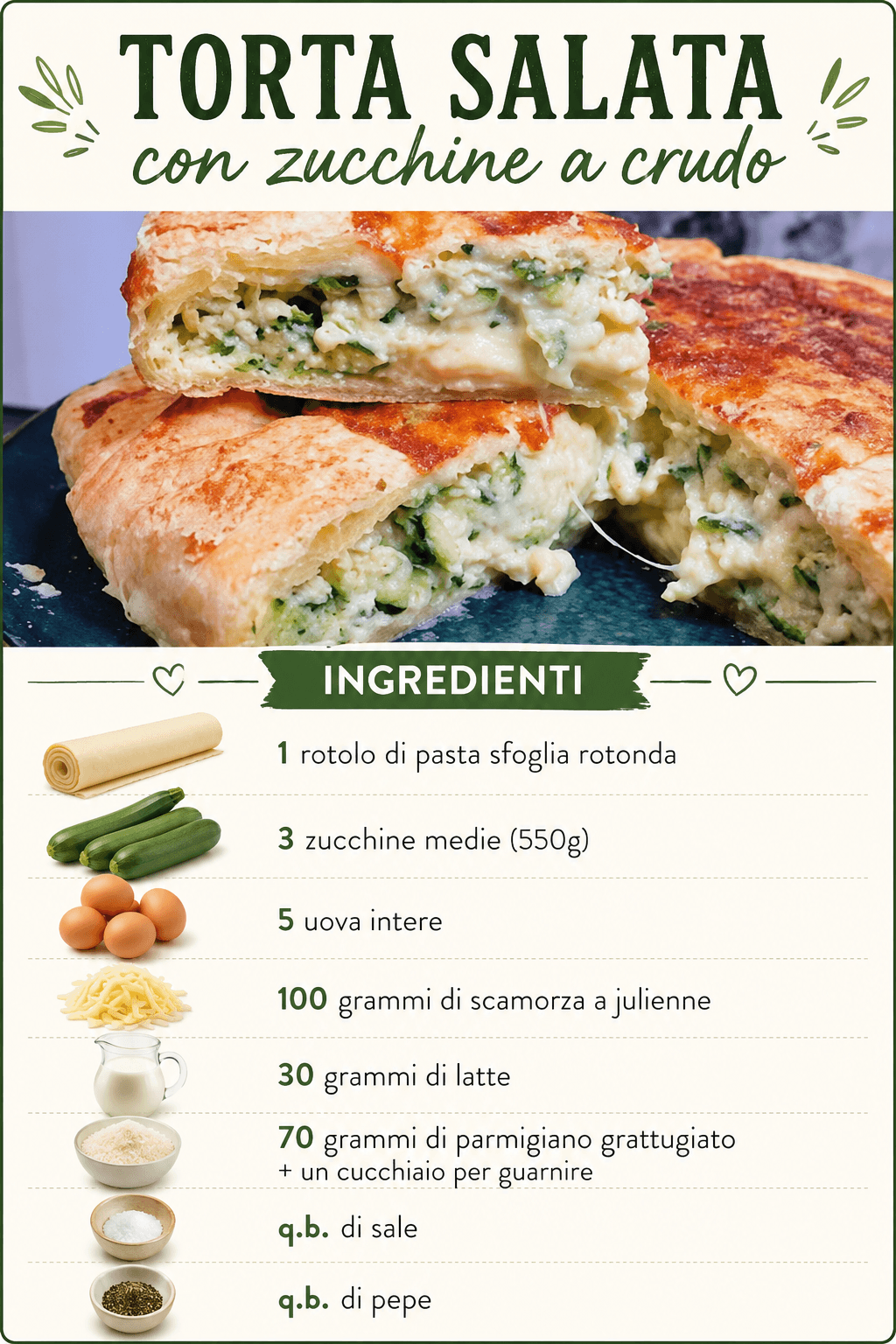 Torta salata con zucchine a crudo e super gustosa