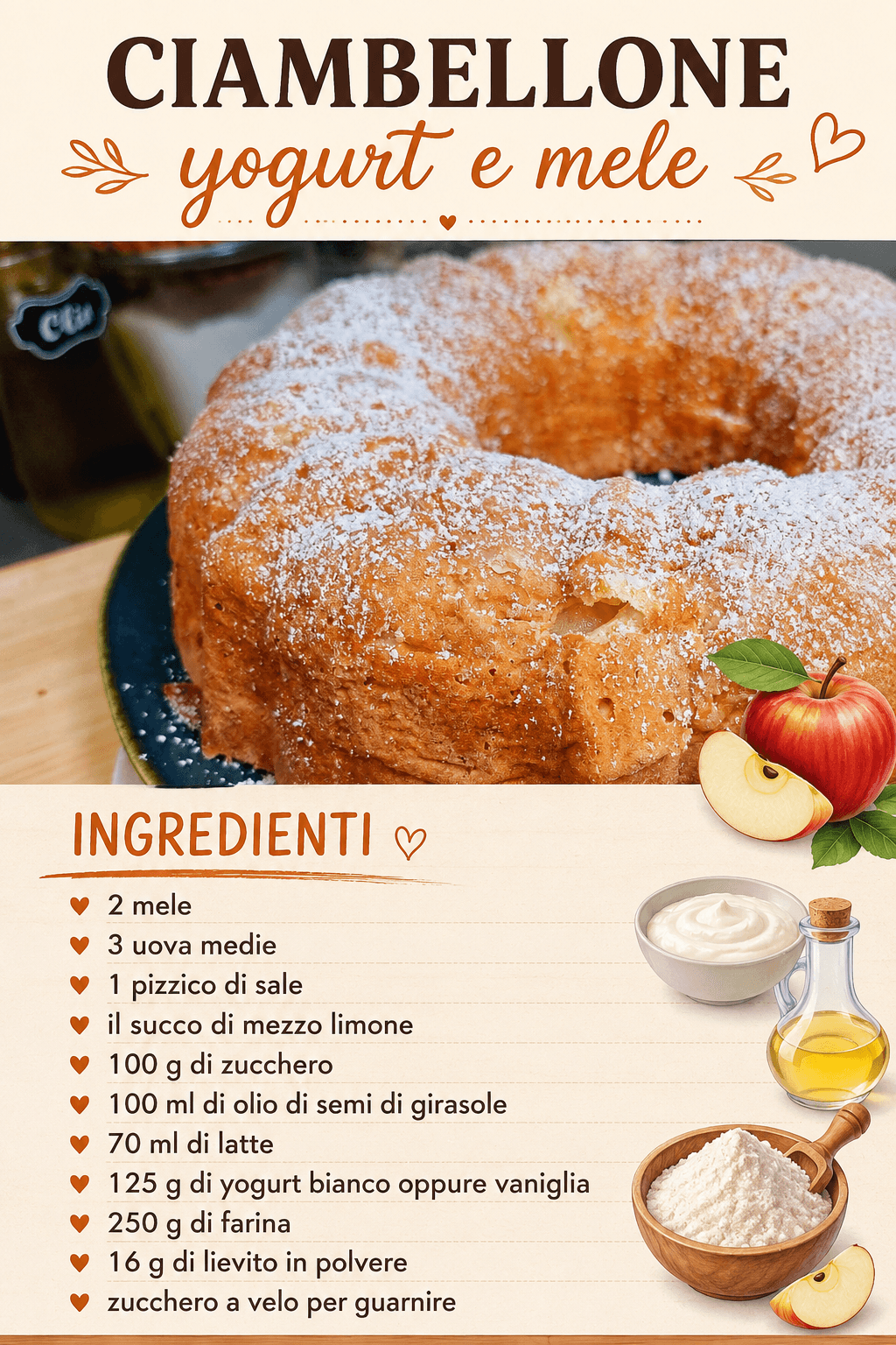 Ciambellone yogurt e mele