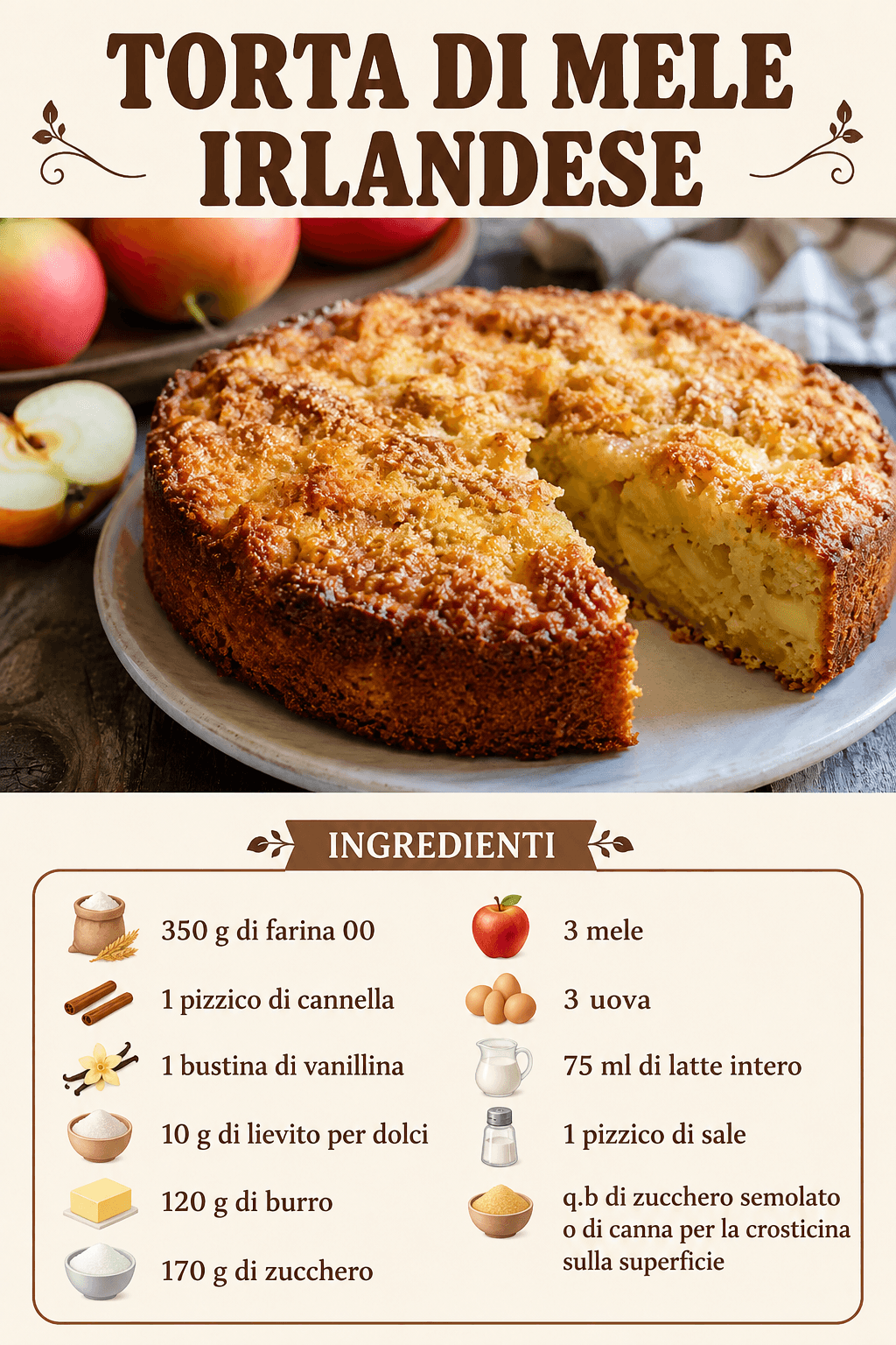 Torta di mele irlandese: l'antica ricetta amata da tutti!