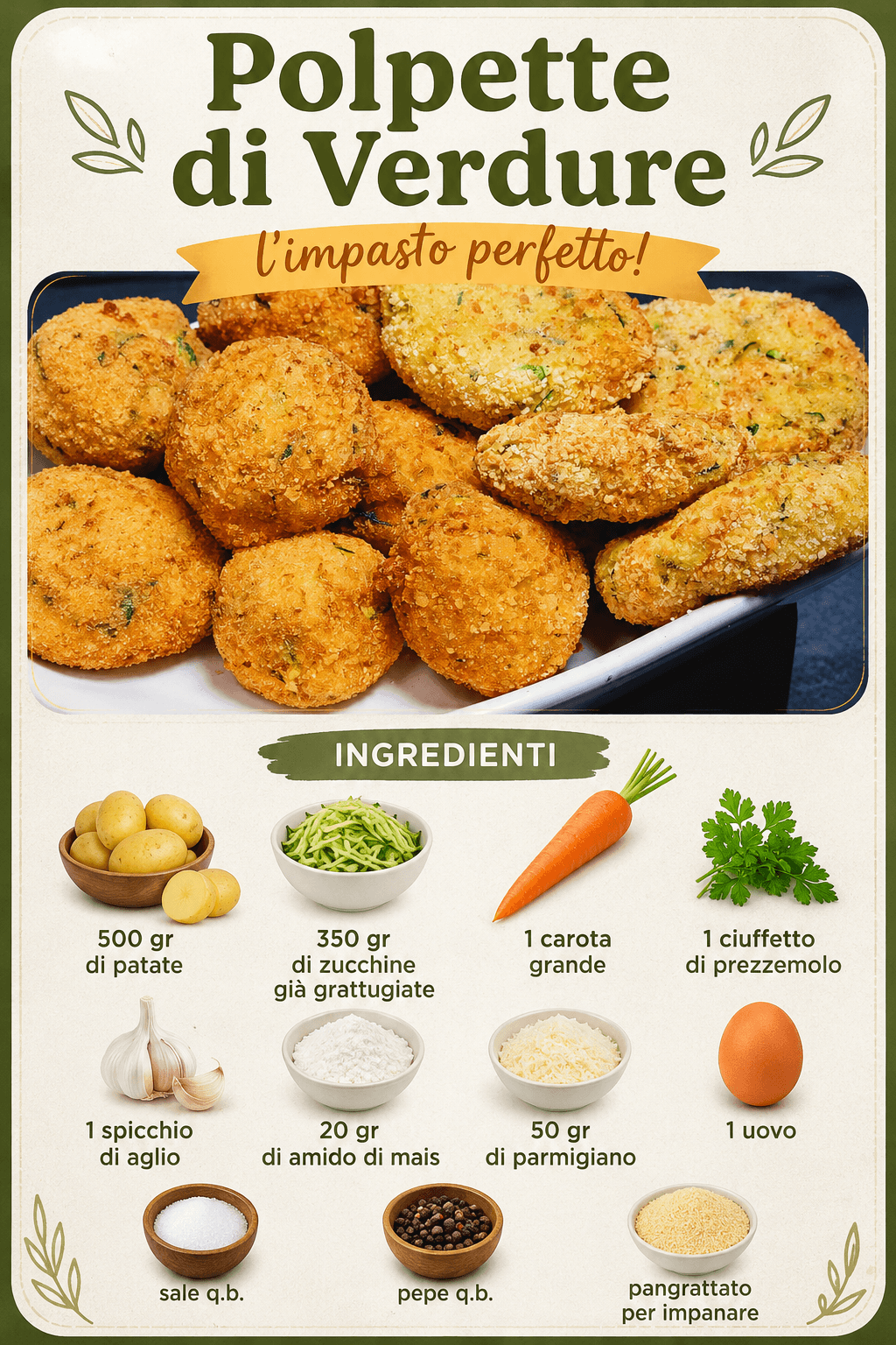 Polpette di verdure: fritte o la forno questo è l'impasto perfetto!