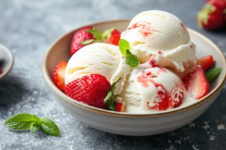 Gelato alla fragola fatto in casa con soli 3 ingredienti.