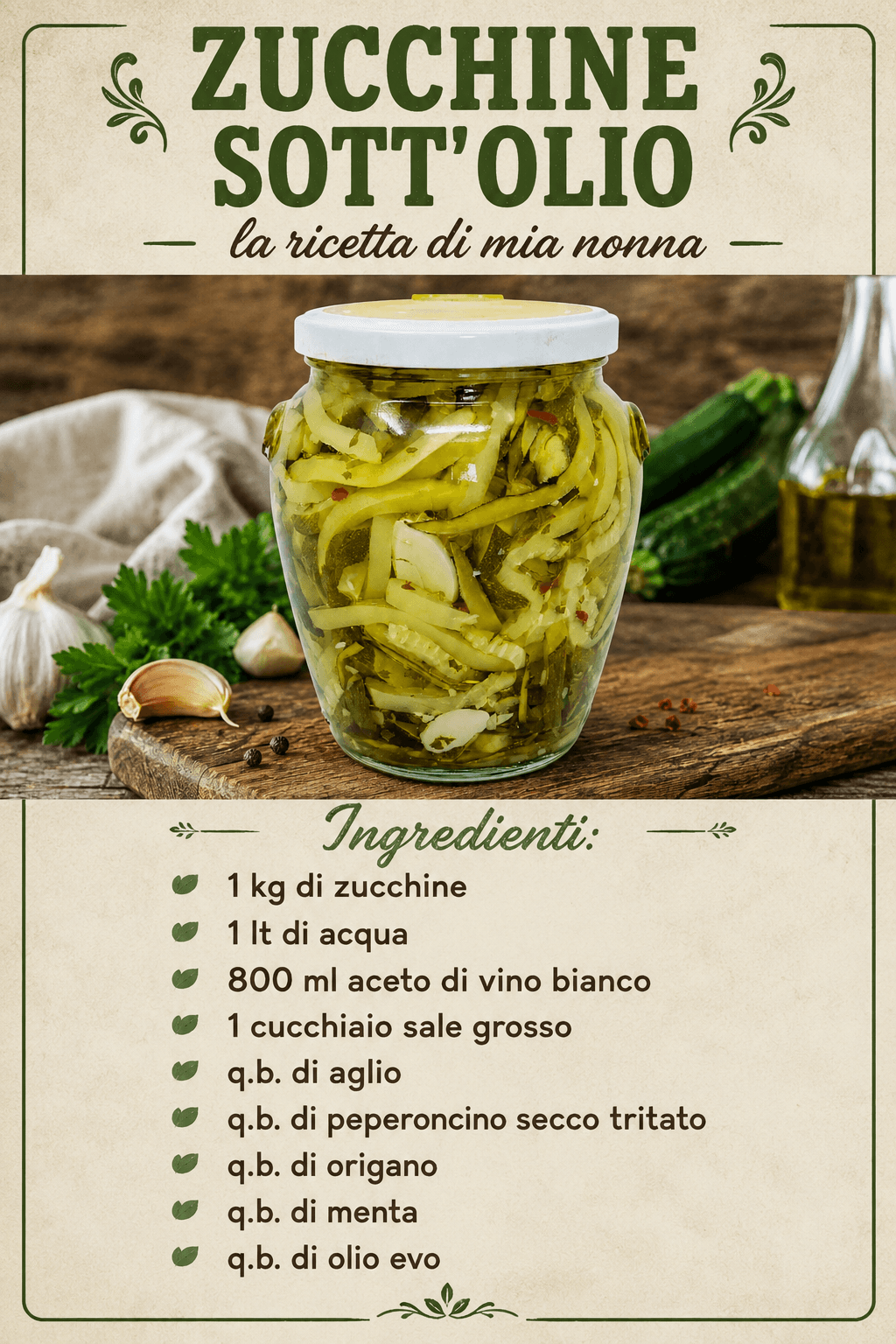 Zucchine sott'olio: croccanti e profumatissime!