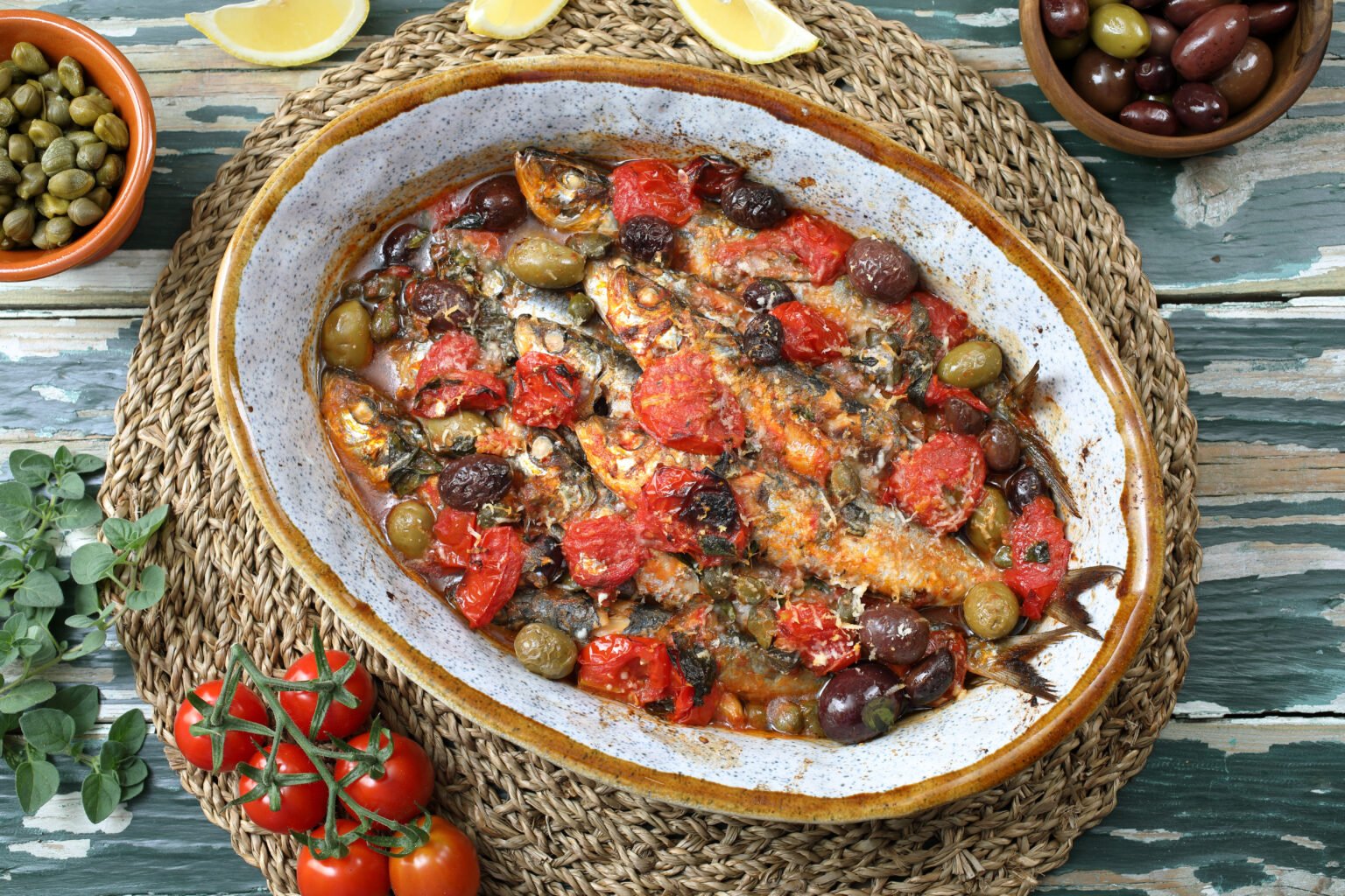 Sarde al forno con pomodori e olive: una prelibatezza