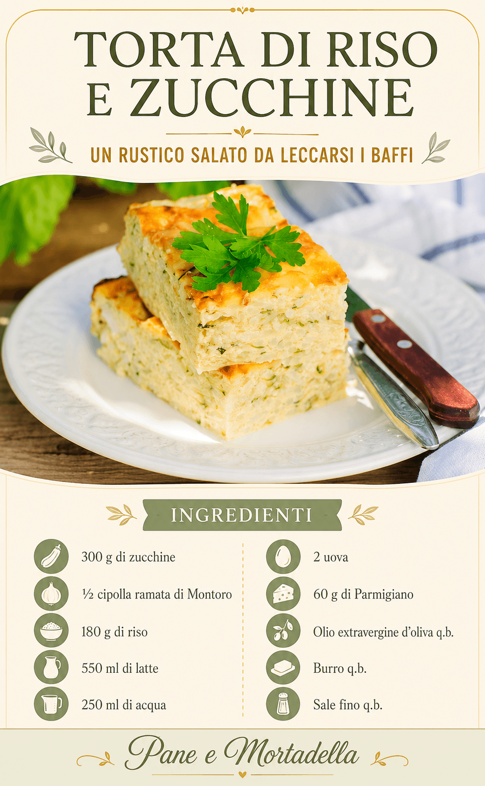 Torta di riso e zucchine: facile, genuina e nutriente