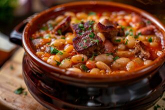 traditional-french-cassoulet-stew-with-white-beans-toulouse-sausage-and-duck-confit