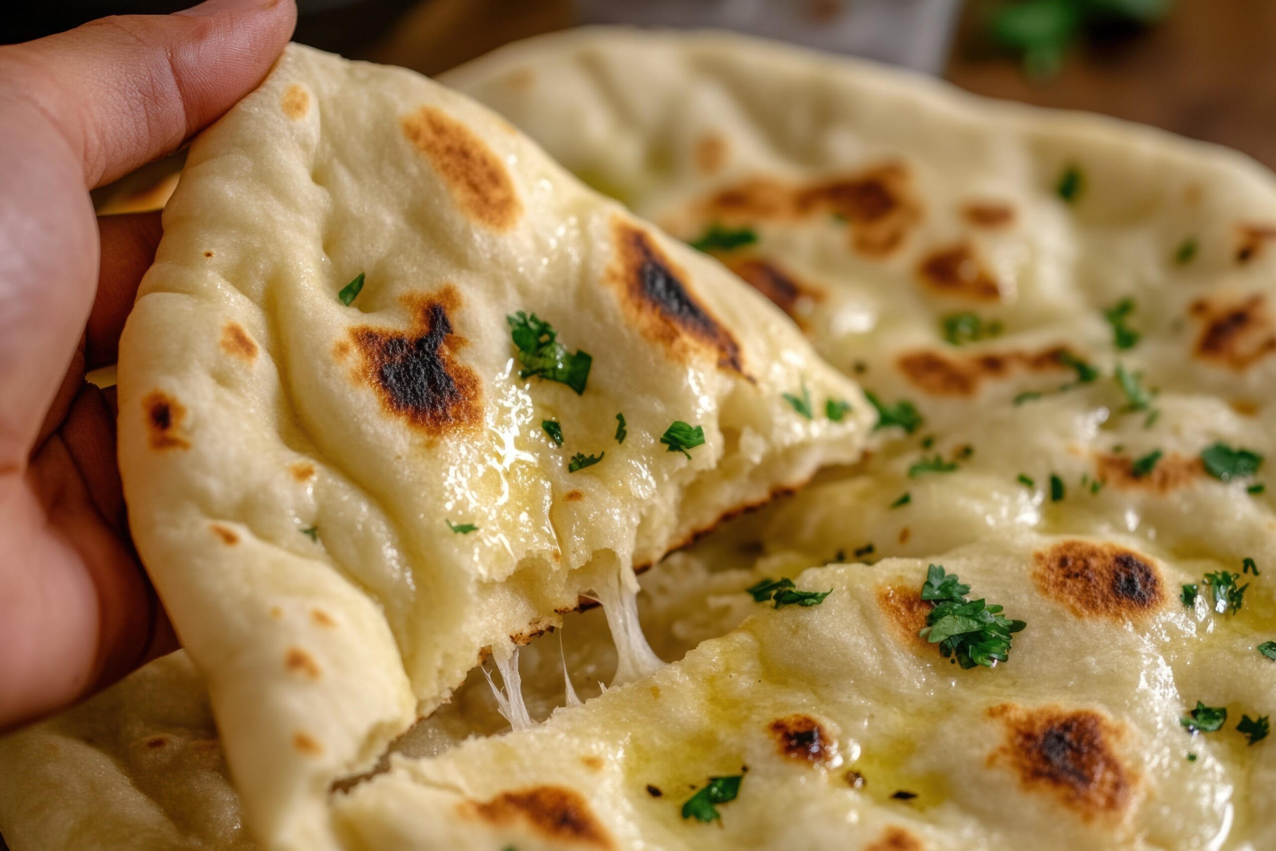 Pane naan al formaggio: soffice e filante, favoloso