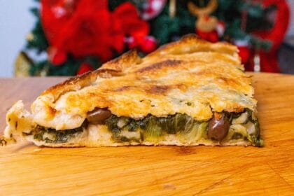Torta di scarola e provola con impasto al vino bianco: super