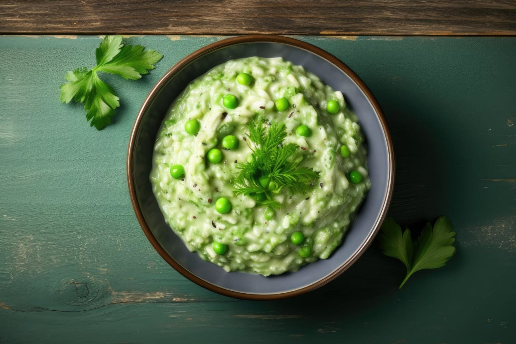 Risotto con i piselli, cremoso e avvolgente