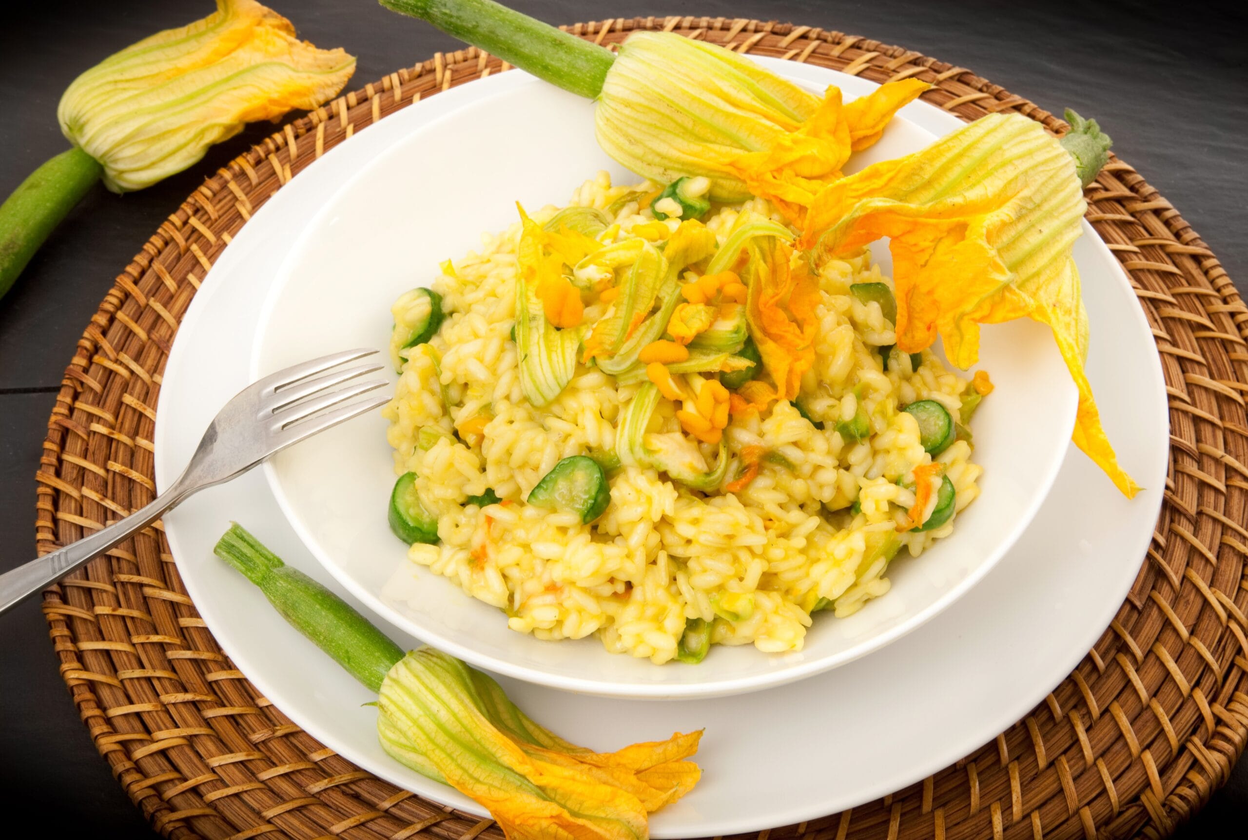 Risotto Ai Fiori Di Zucca Con Zucchine E Curcuma Pane E Mortadella