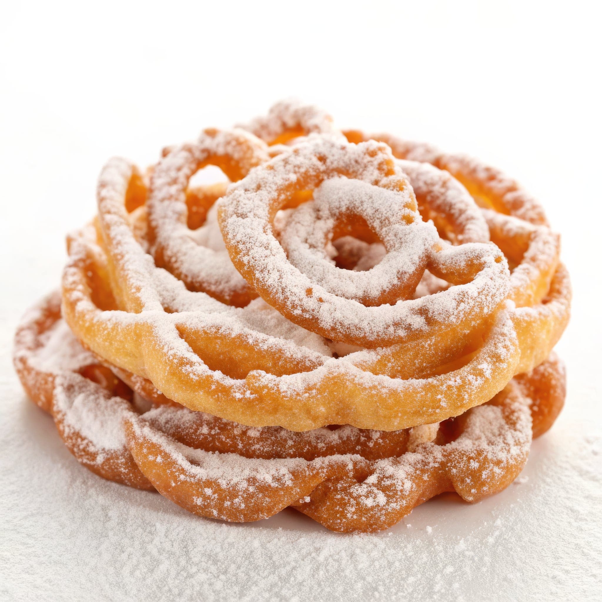 Frittelle tirolesi, si chiamano strauben e sono ricoperti di zucchero a velo e