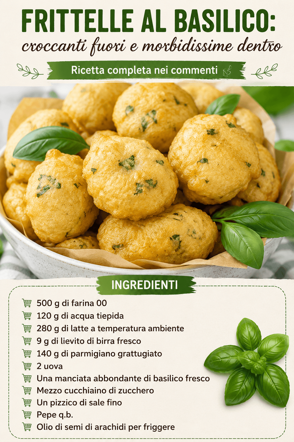 Frittelle al basilico: un antipasto strepitoso, profumato e facilissimo