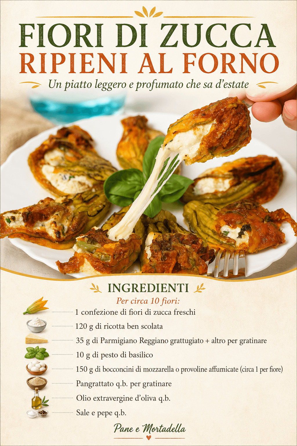 Fiori di zucca ripieni al forno: filanti e golosi!