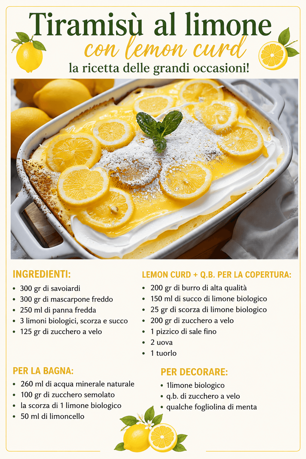 Tiramisù al limone con lemon curd: la ricetta delle grandi occasioni!