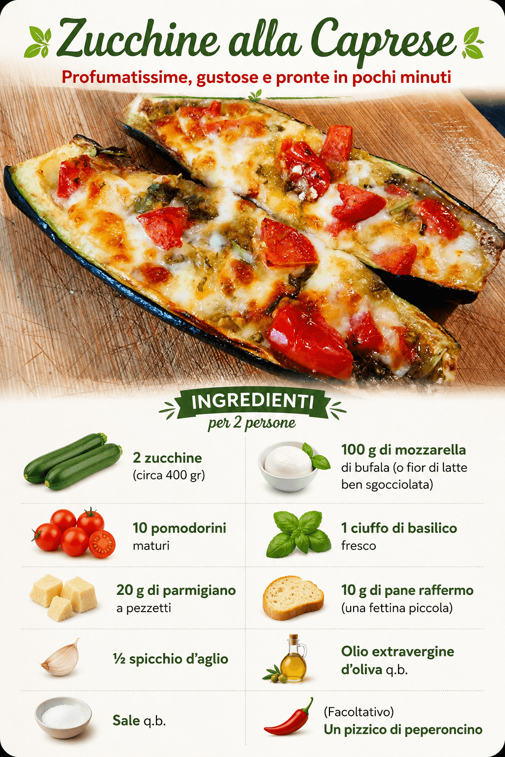 Zucchine alla caprese: profumatissime, gustose e pronte in pochi minuti