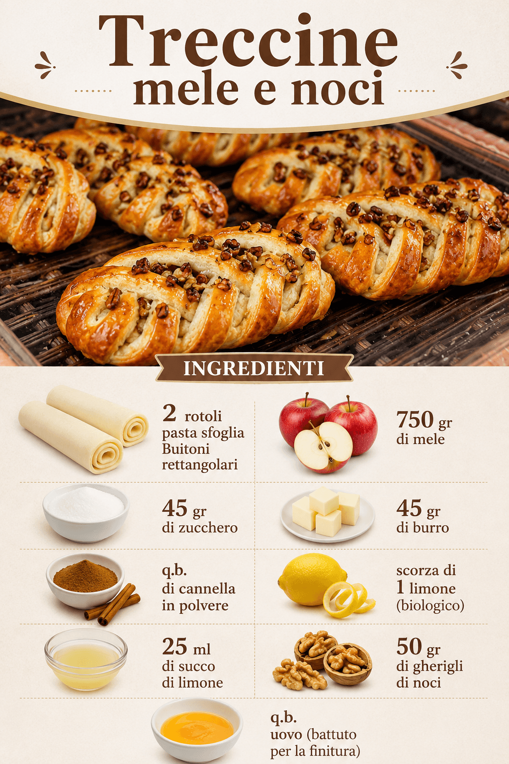 Treccine mele e noci: facili, veloci e golosissime!