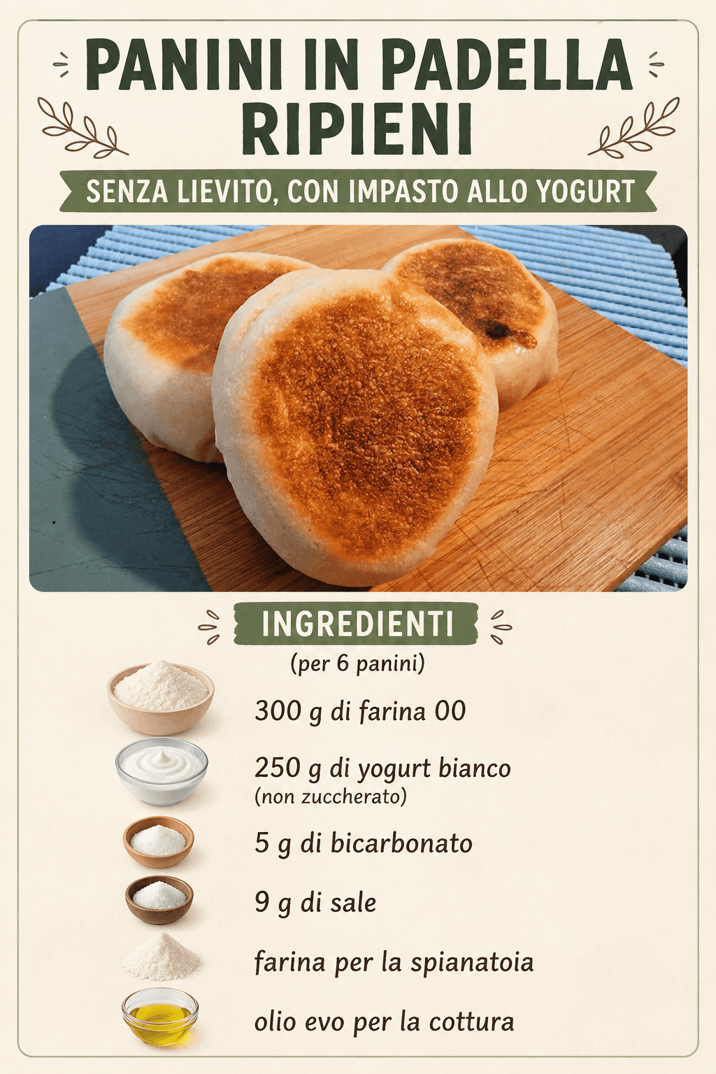 Panini in padella ripieni: senza lievito, con impasto allo yogurt