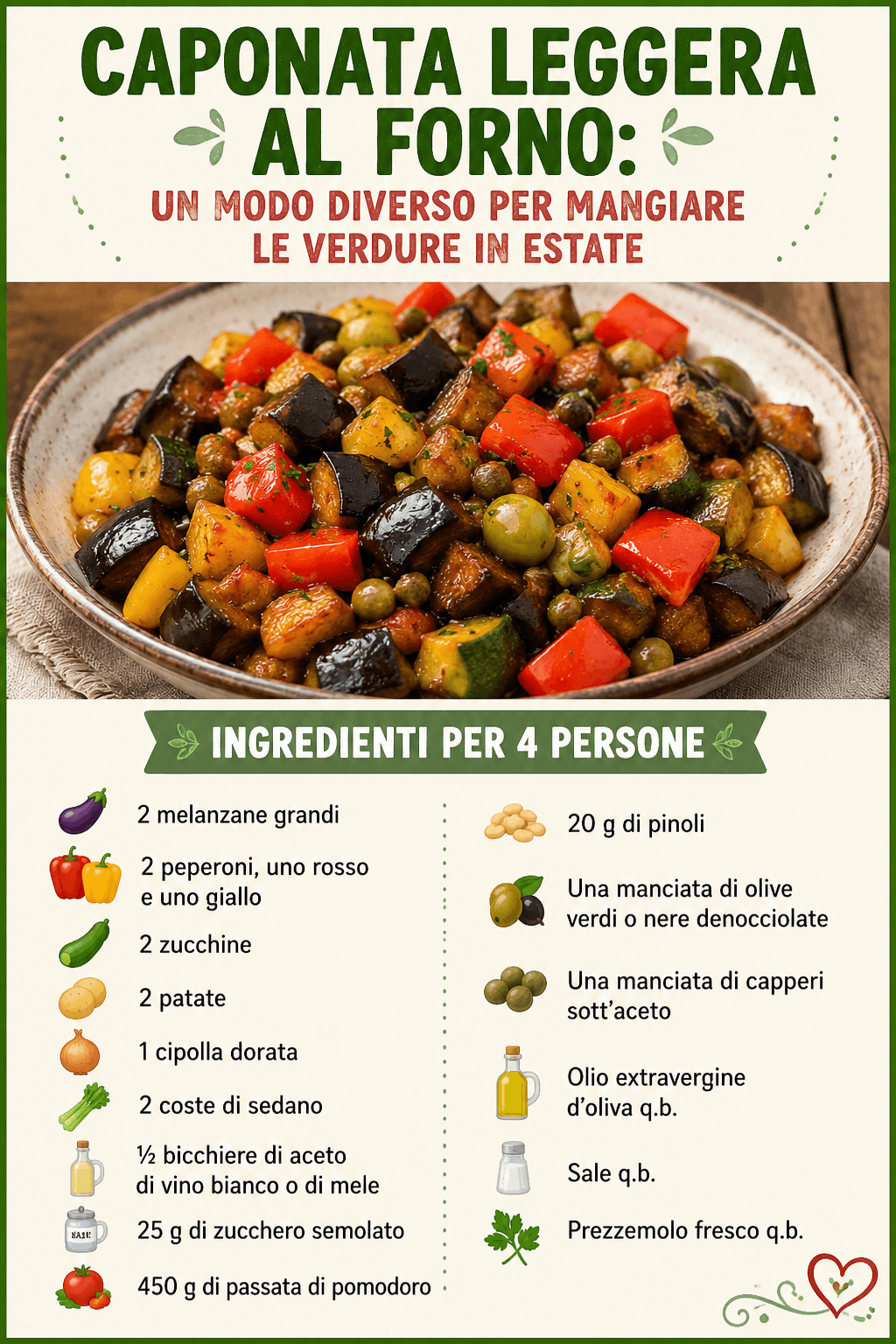 Caponata leggera al forno: un modo diverso per mangiare le verdure in estate