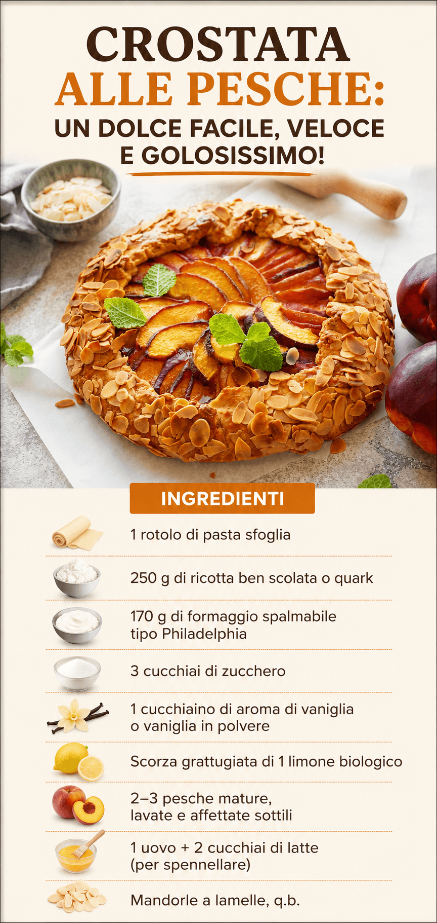 Crostata alle pesche con crema di formaggio: un dolce davvero speciale!