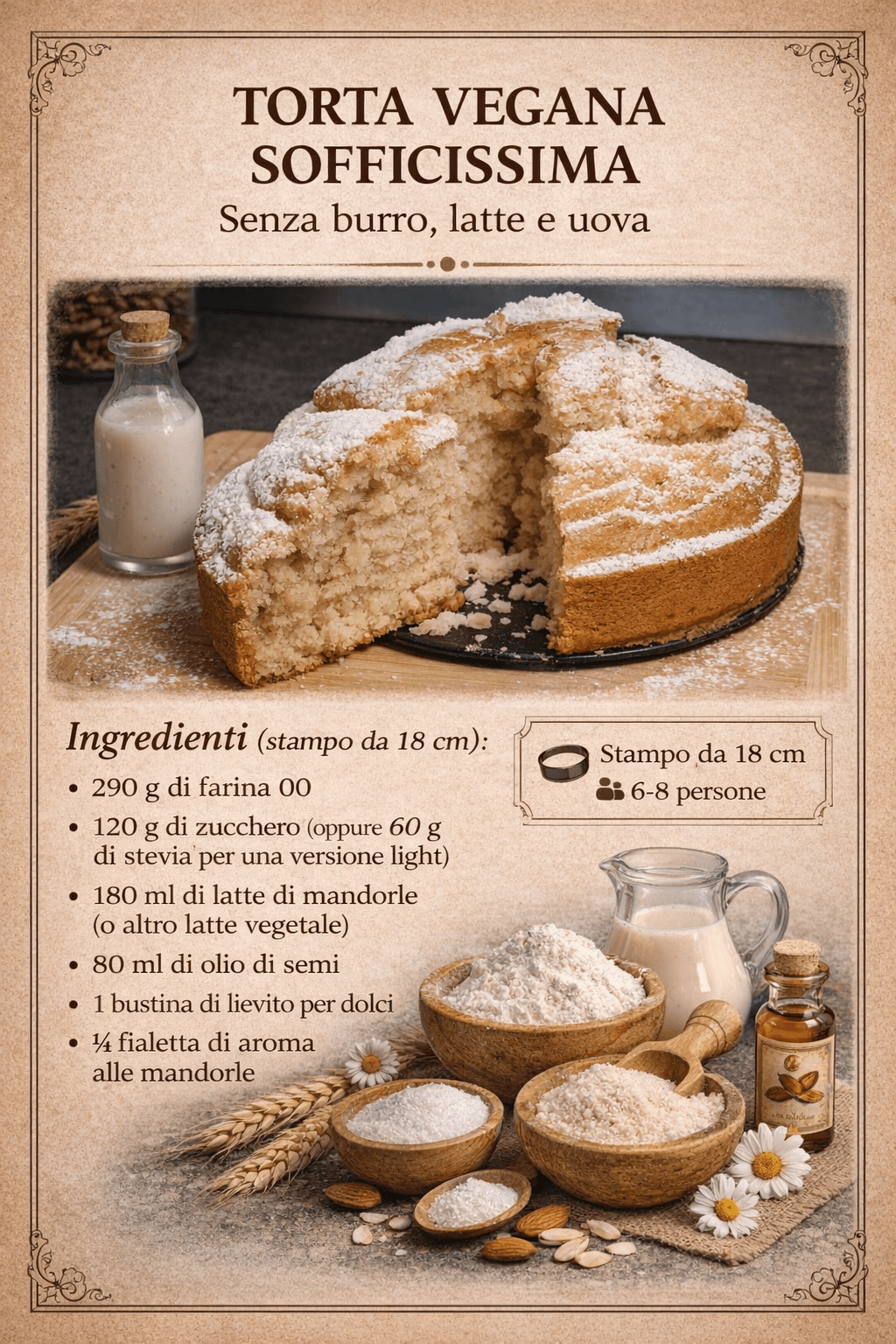 Torta vegana sofficissima: senza burro, latte e uova