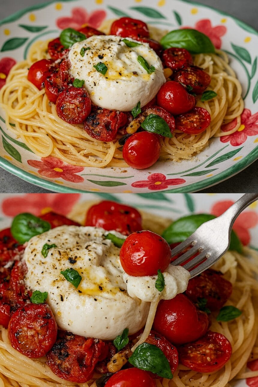 Pasta con pomodorini confit e burrata: la mia ricetta - Pane e Mortadella