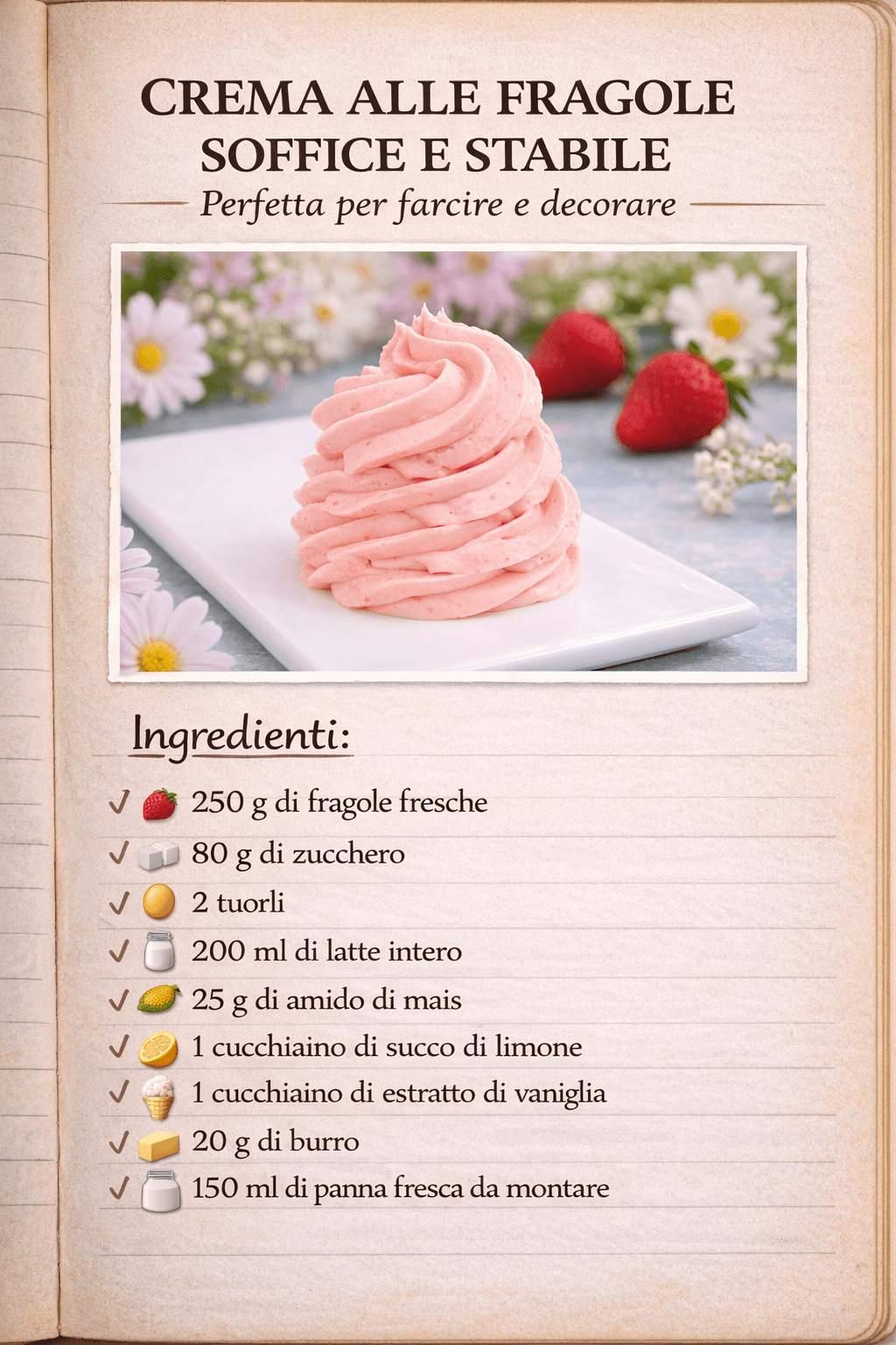 Crema alle fragole soffice e stabile: perfetta per farcire e decorare i dolci