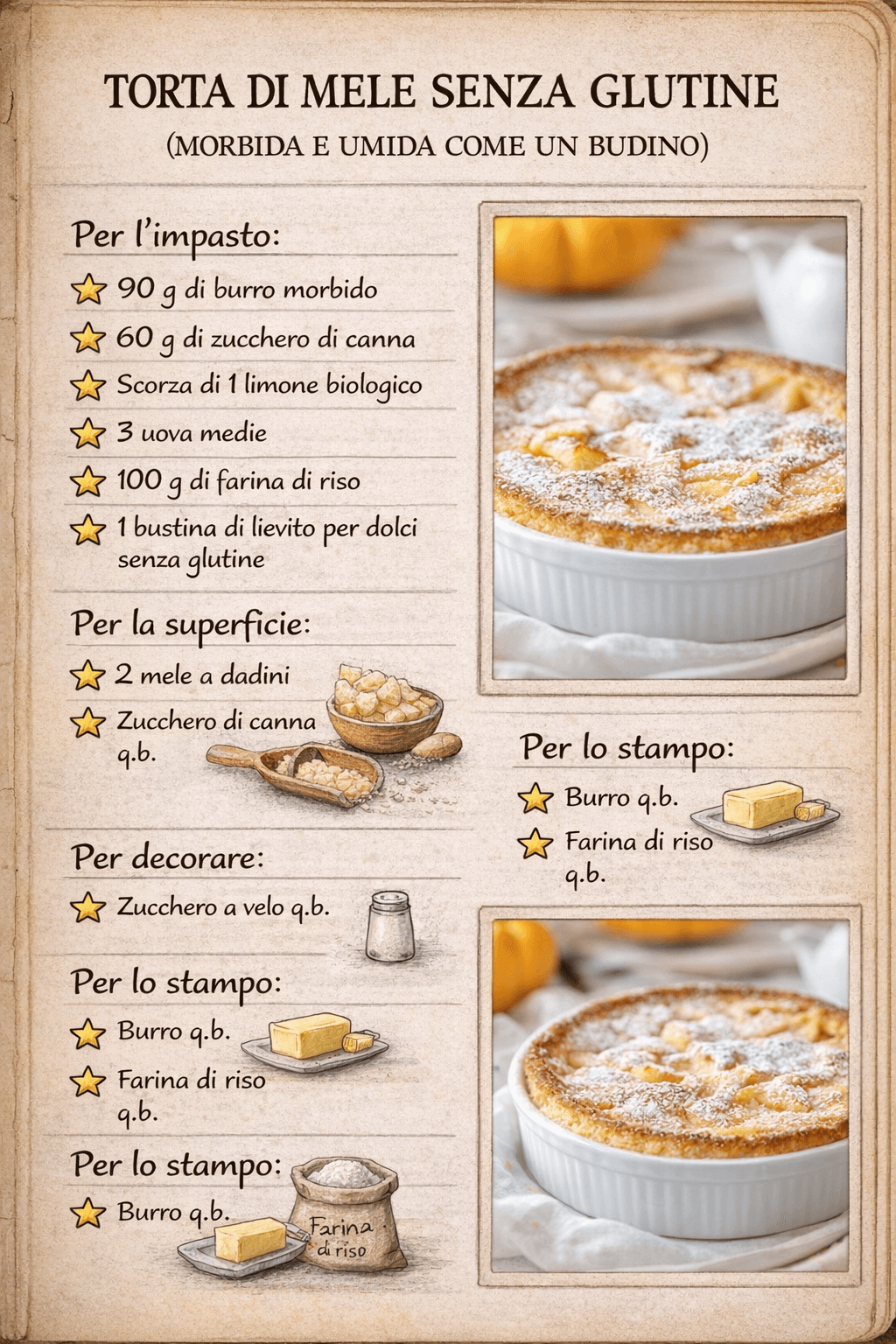 Torta di mele senza glutine: morbida e umida come un budino!