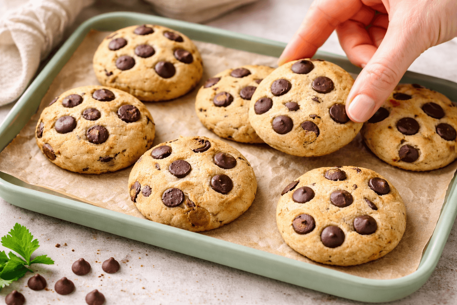 Biscotti con gocce di cioccolato, 3 ingredienti: senza farina, senza burro e pronti in 20 minuti