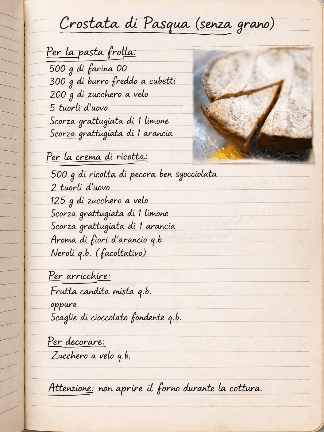 Crostata di Pasqua: come la pastiera ma senza grano
