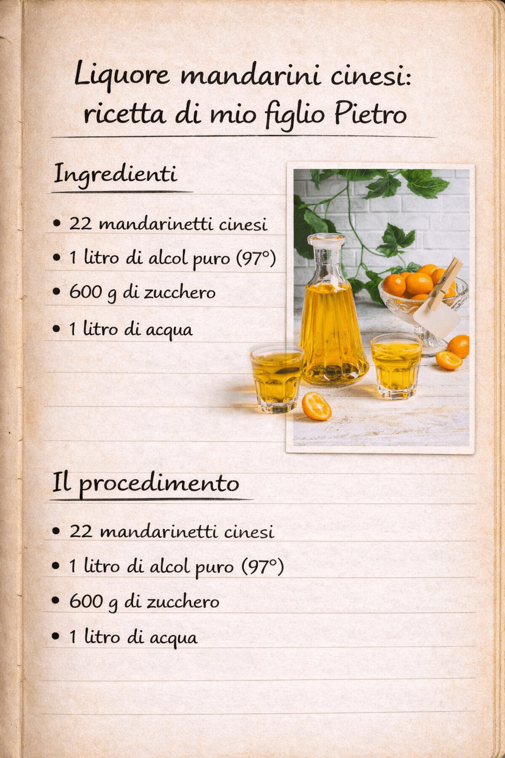 Liquore mandarini cinesi: la ricetta di mio figlio Pietro!
