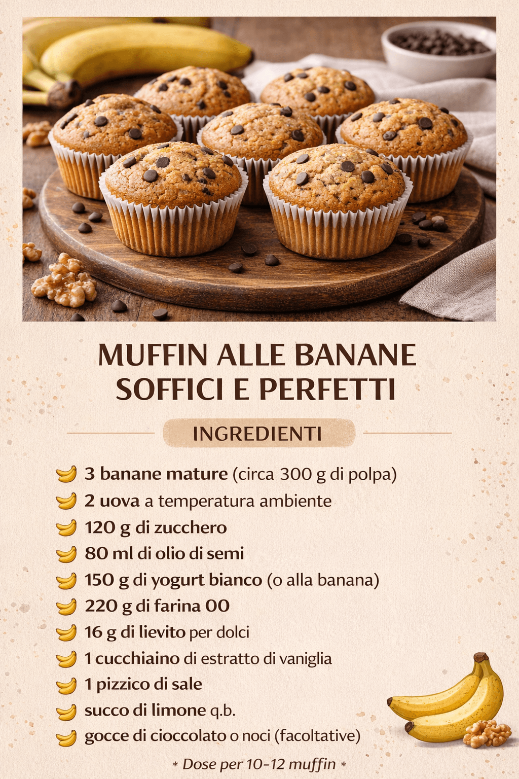 Muffin alle banane, soffici e golosi: la ricetta con cottura perfetta!
