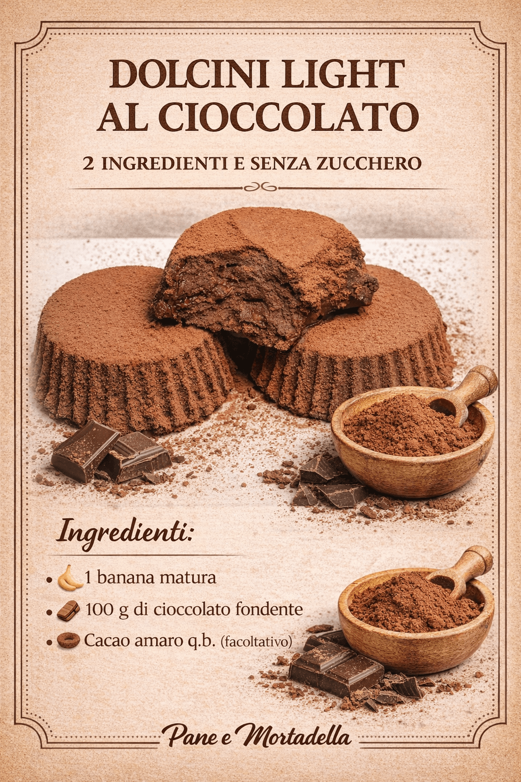 Dolcini light al cioccolato (2 ingredienti e senza zucchero)