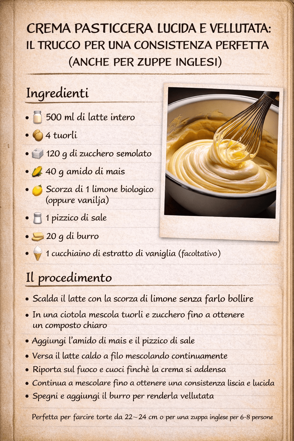 Crema pasticcera lucida e vellutata: il trucco per una consistenza perfetta (anche per zuppe inglesi)