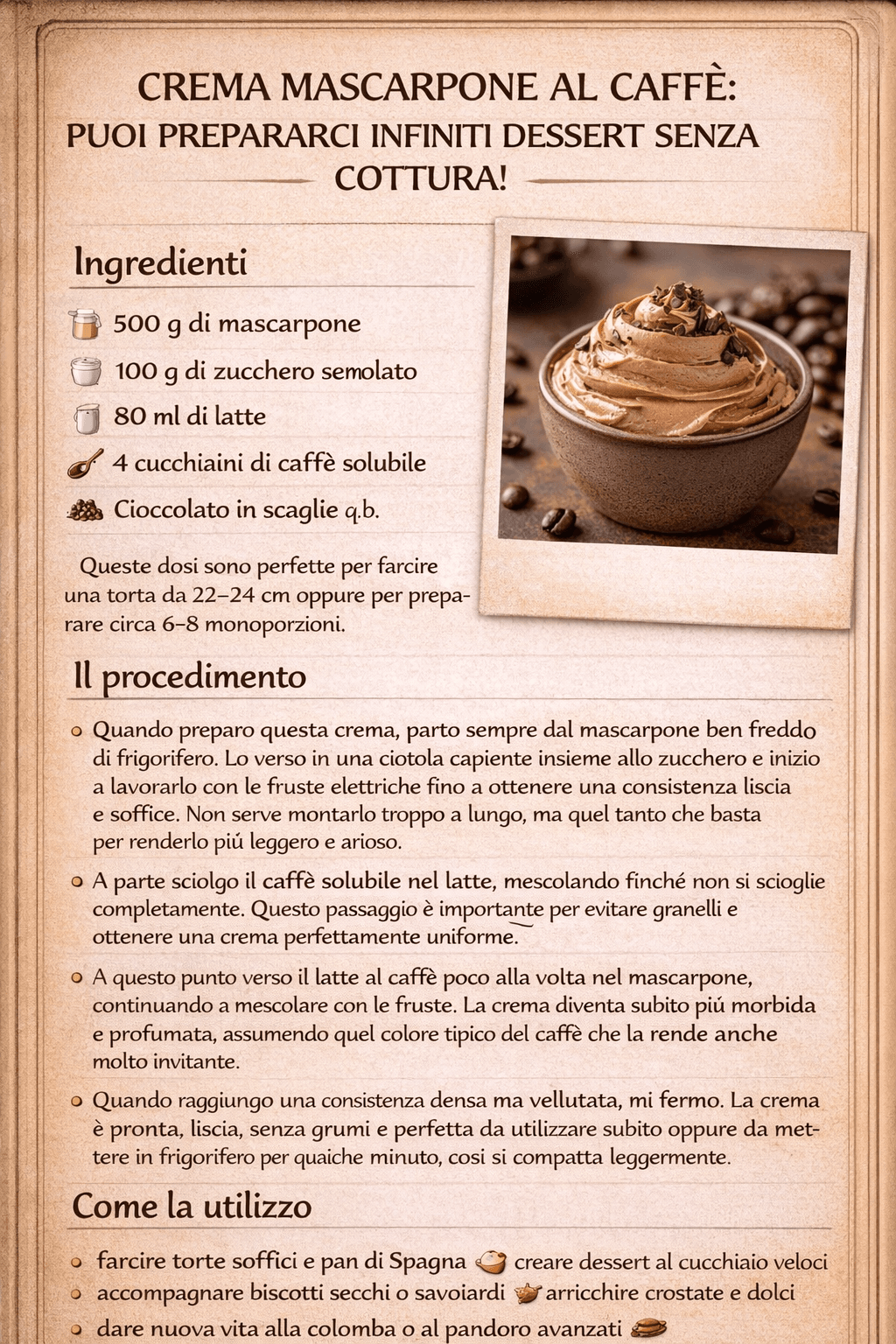 Crema mascarpone al caffè: puoi preparci infiniti dessert senza cottura!