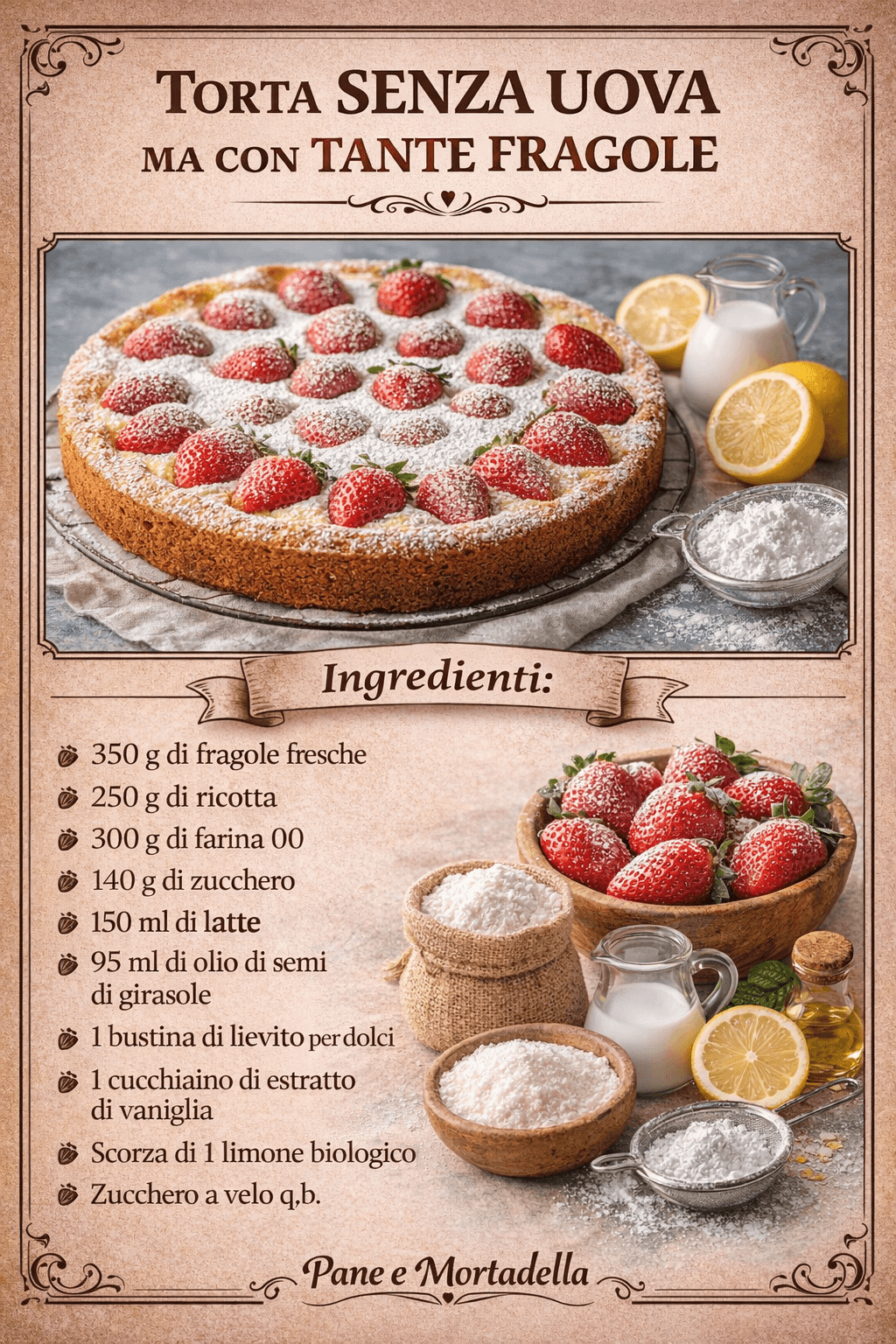 Torta senza uova ma con tante fragole