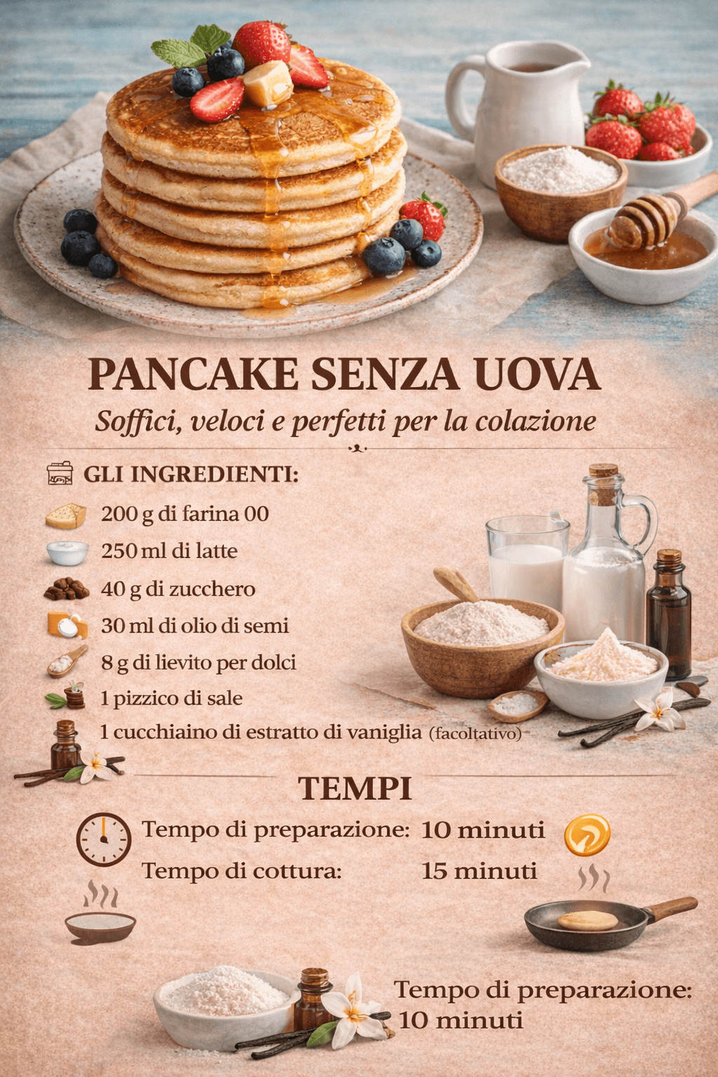 Pancake senza uova: veloci e perfetti per la colazione