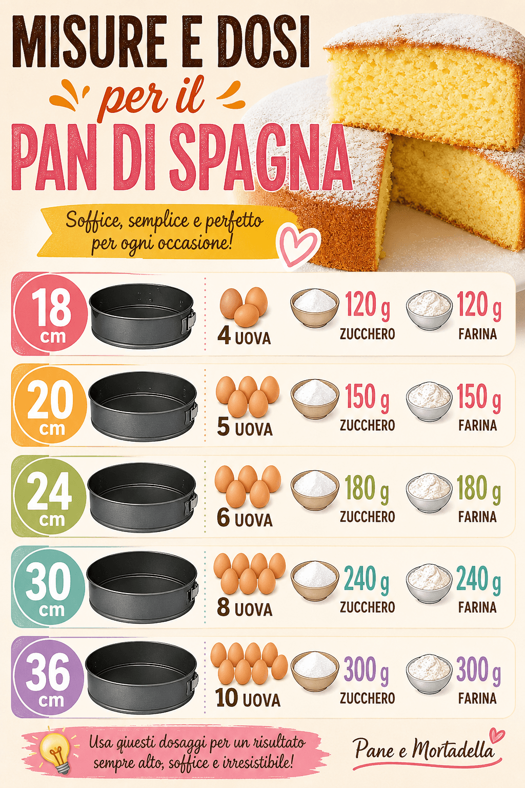 Pan di Spagna perfetto: dosi, stampi e segreti delle nonne per non sbagliare mai