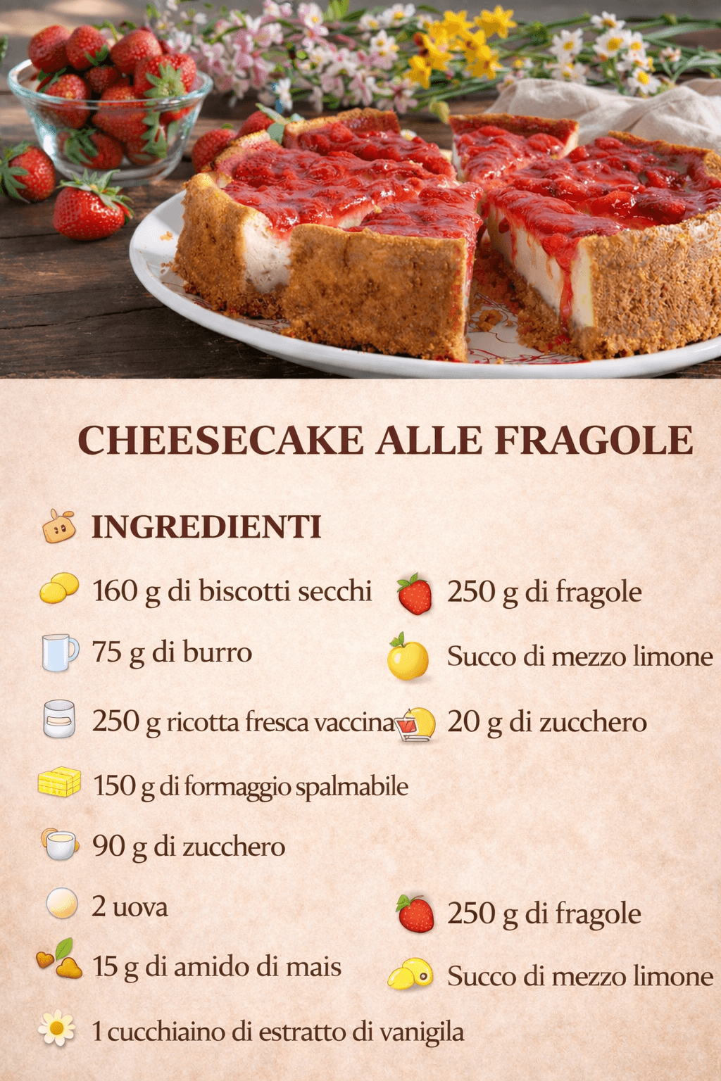 Cheesecake fragole: facile e golosa