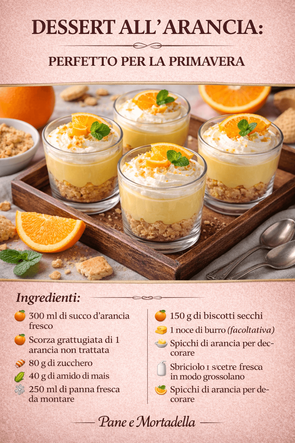 Dessert all’arancia in coppetta: fresco, cremoso e profumato come un dolce di una volta