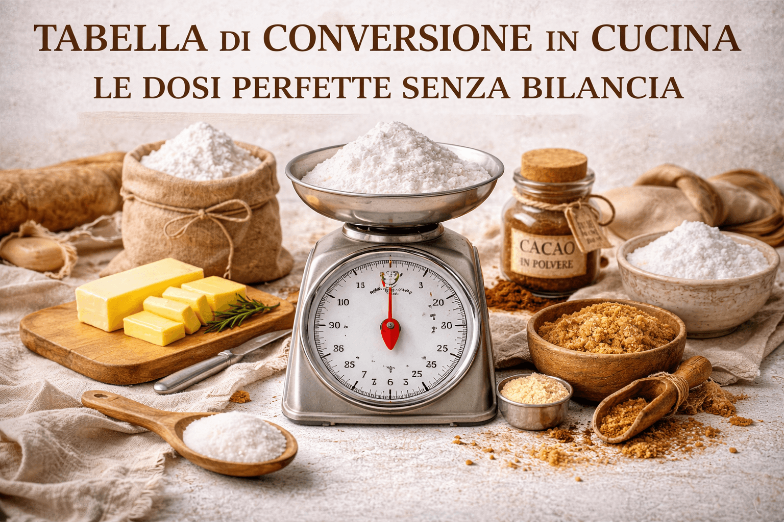 Tabella di conversione in cucina: le dosi perfette senza bilancia (guida pratica per dolci impeccabili)