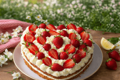 Torta a cuore per la Festa della Mamma: pan di Spagna soffice, crema vellutata e fragole fresche