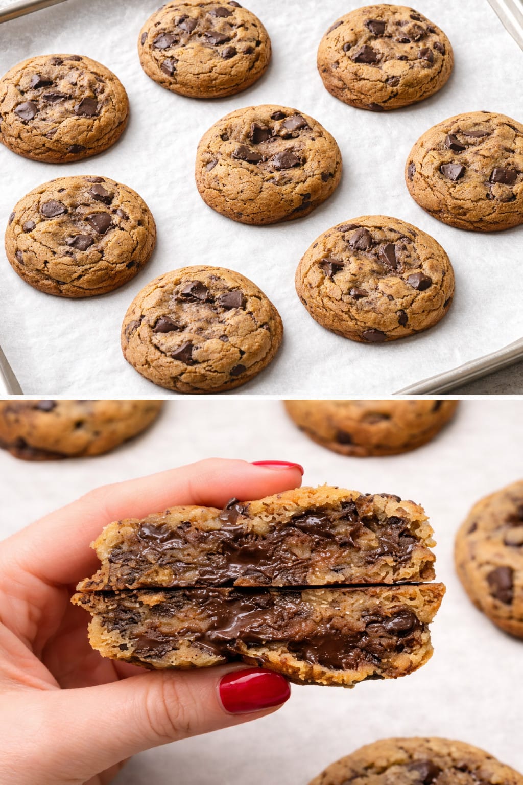 Cookies al cioccolato super morbidi: alti, golosi e pieni di gocce fondenti