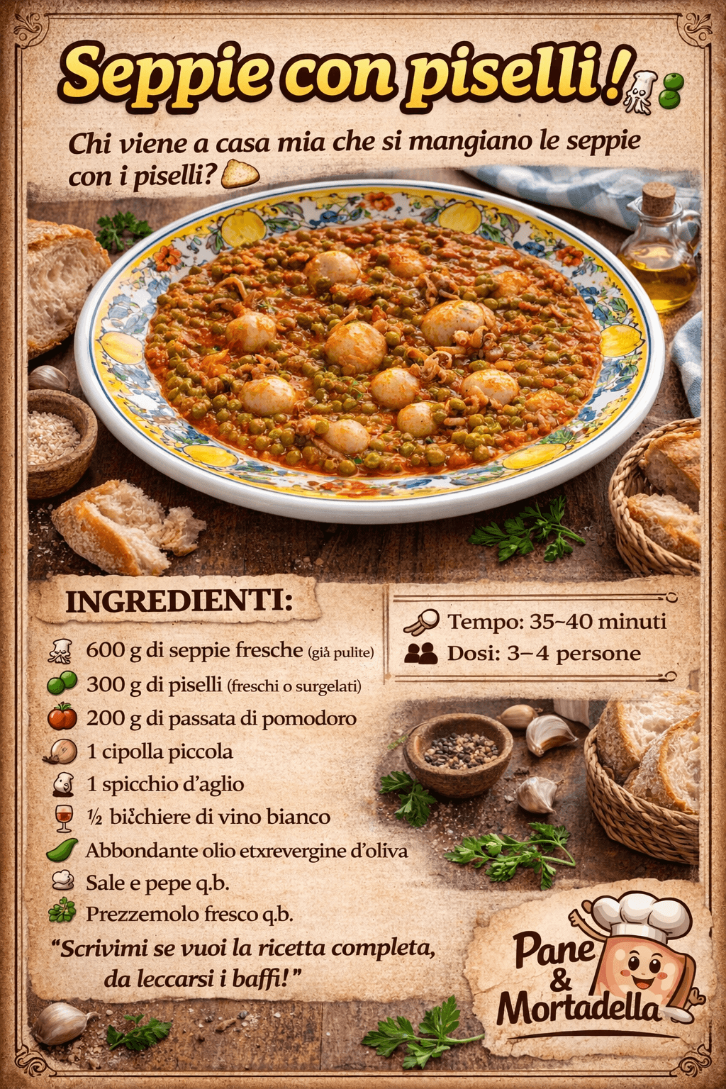 Seppie con piselli, ricetta facile e saporita!