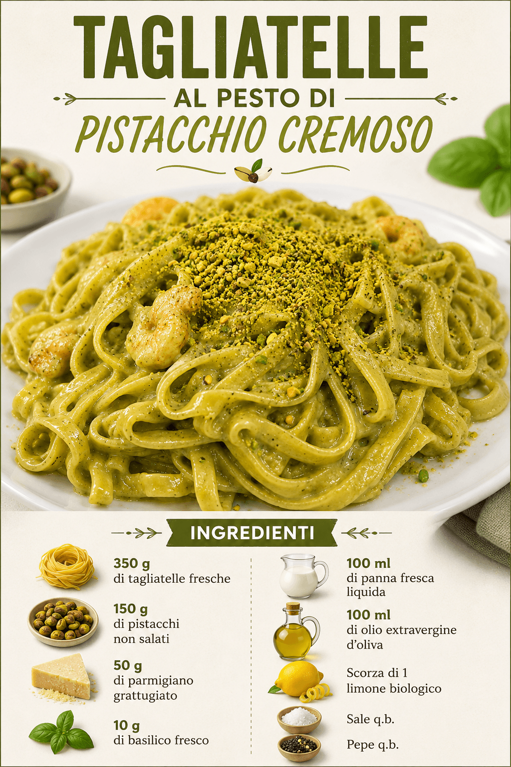 Tagliatelle al pesto di pistacchio cremoso