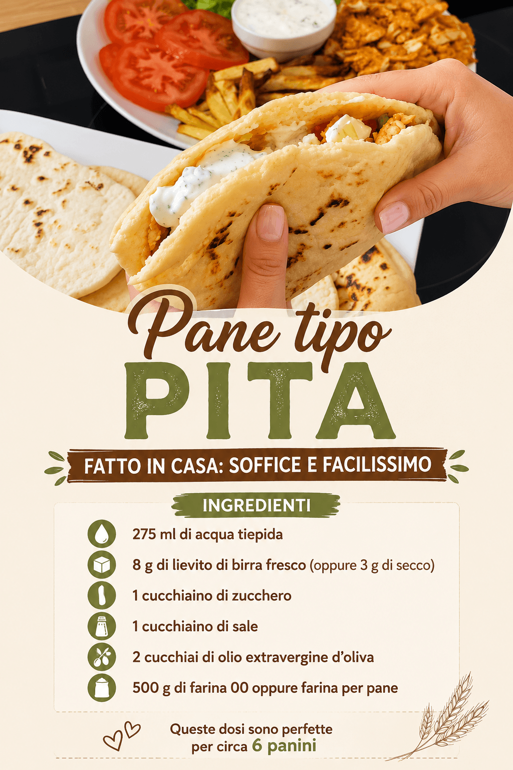 Pane tipo pita fatto in casa: soffice e facilissimo, puoi cuocerlo in padella o in forno!