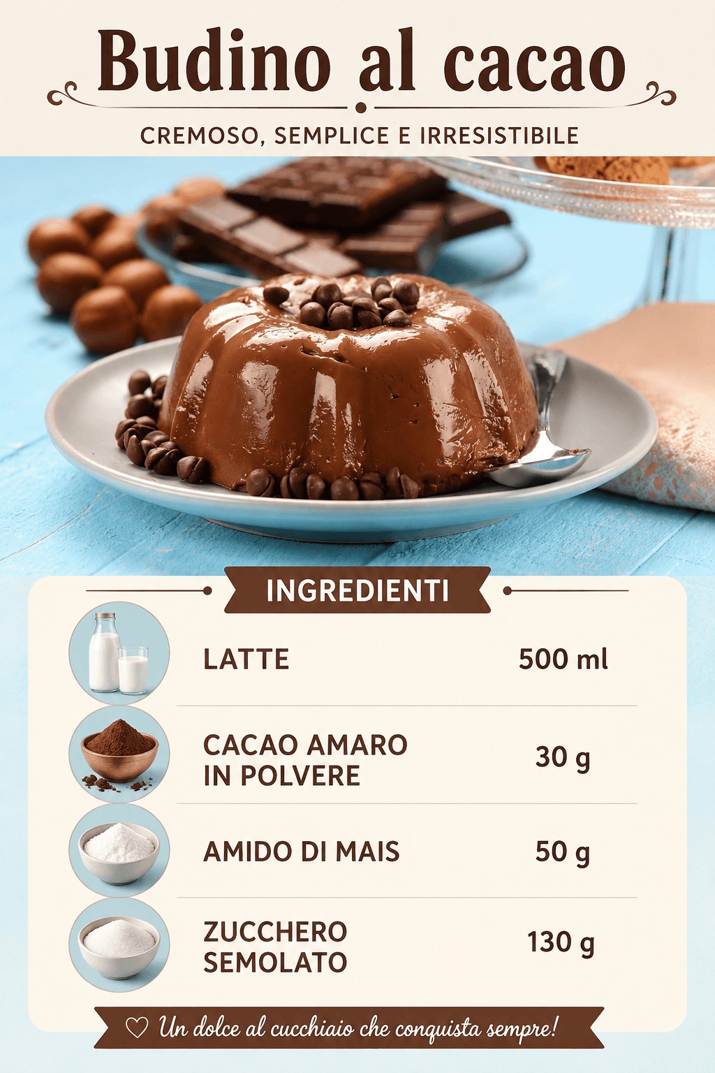 Budino al cacao: la ricetta semplice di una volta!