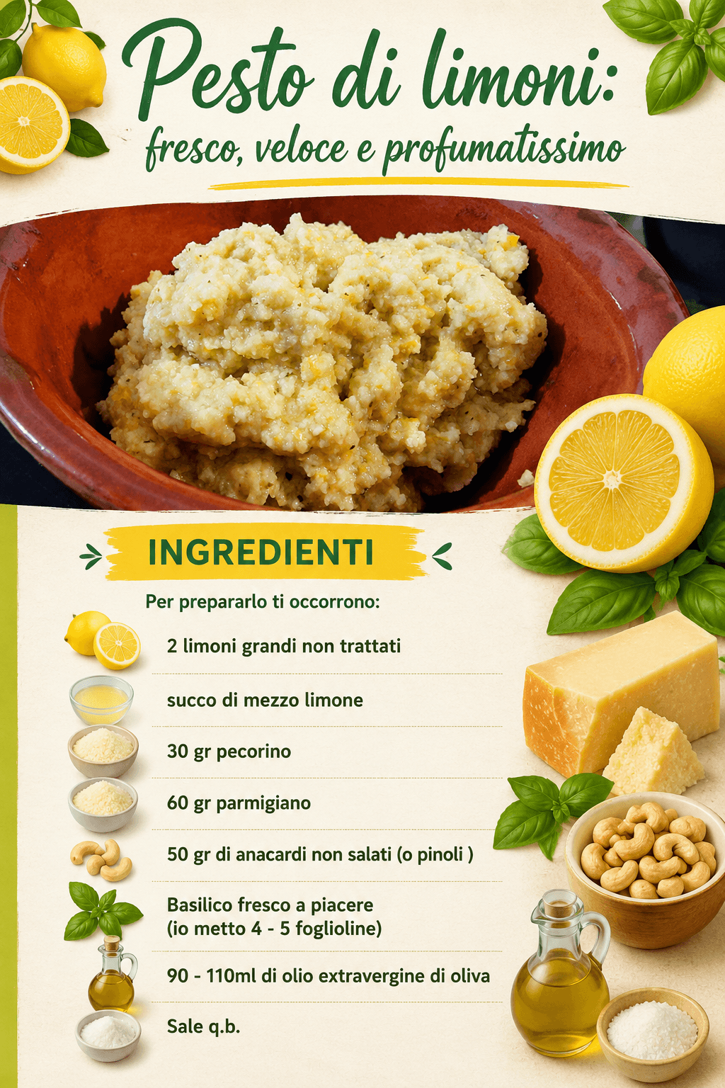 Pesto di limoni: fresco, veloce e profumatissimo