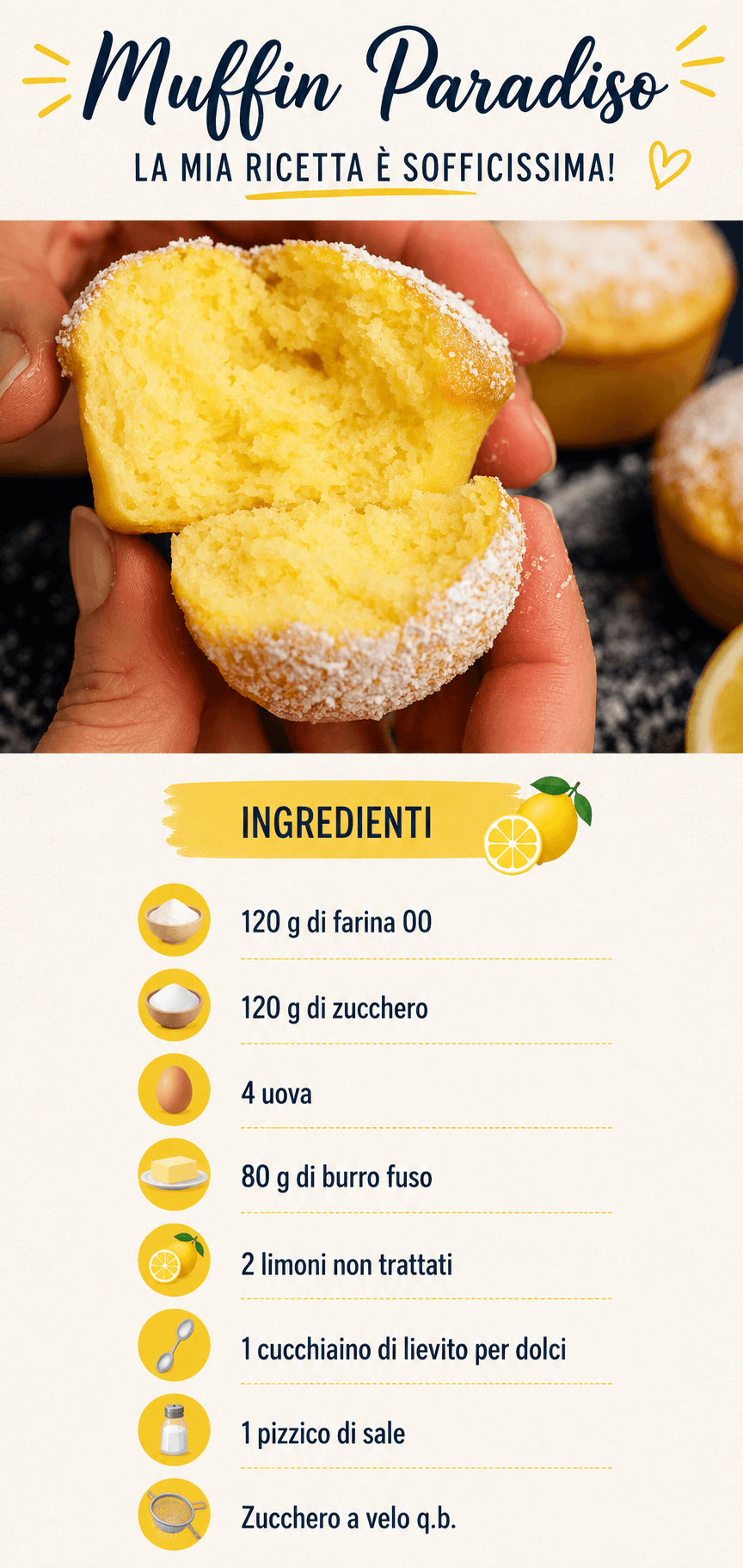 Muffin paradiso al limone: soffici, profumati e leggeri come una nuvola