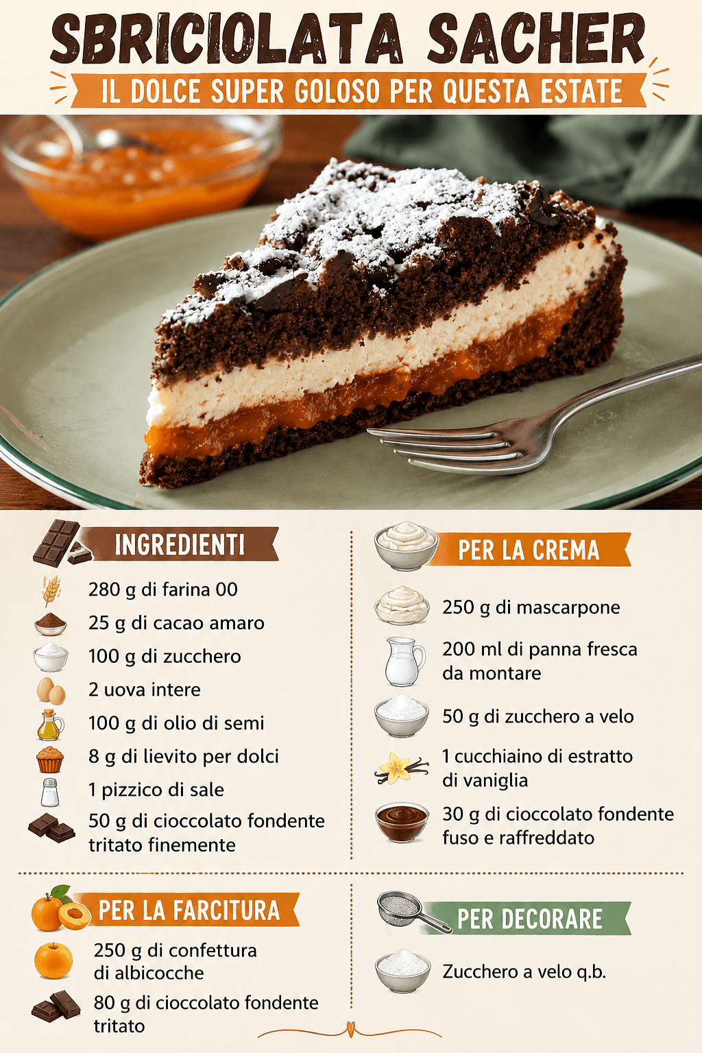 Sbriciolata Sacher: il dolce super goloso per questa estate