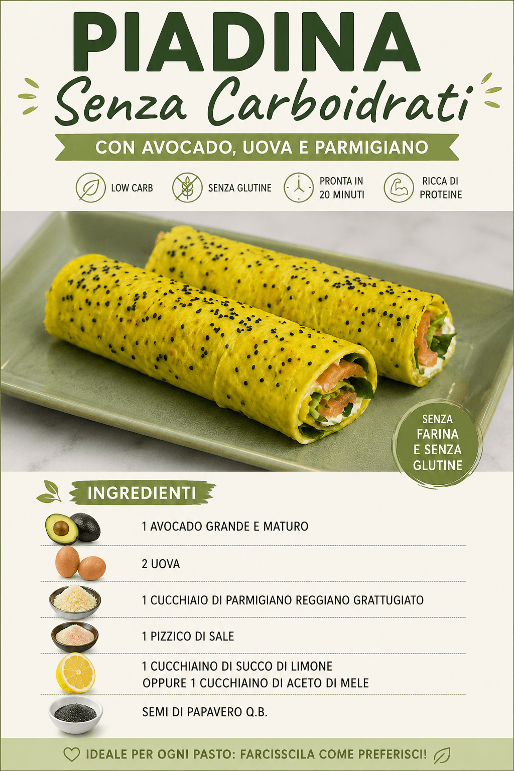 Piadina senza carboidrati: la ricetta con avocado, uova e parmigiano che sta spopolando sul web
